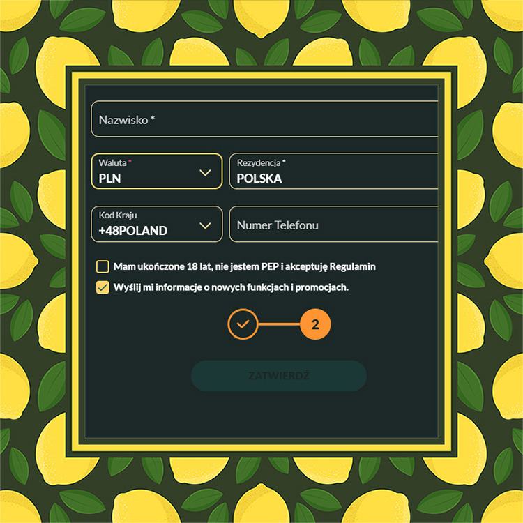 4. Zaakceptuj regulamin i potwierdz wiek